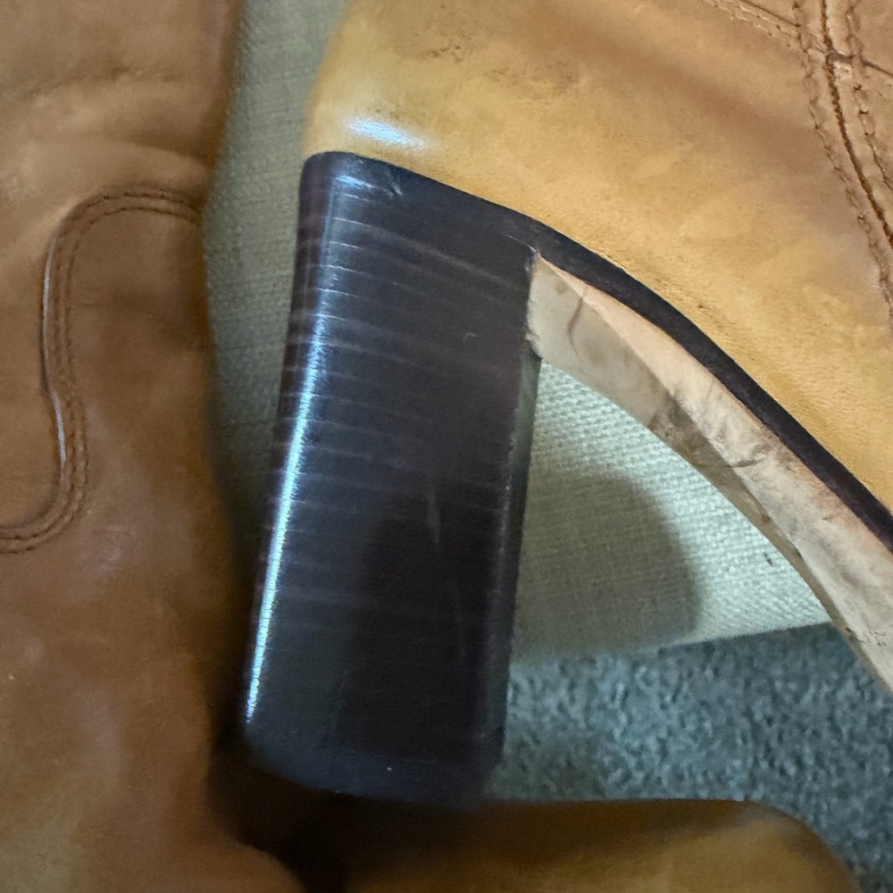 Charles David Made In Italy Banana Camel Leather Pullon Boots Vero Cuoio Size 8 - Picture 5 of 9